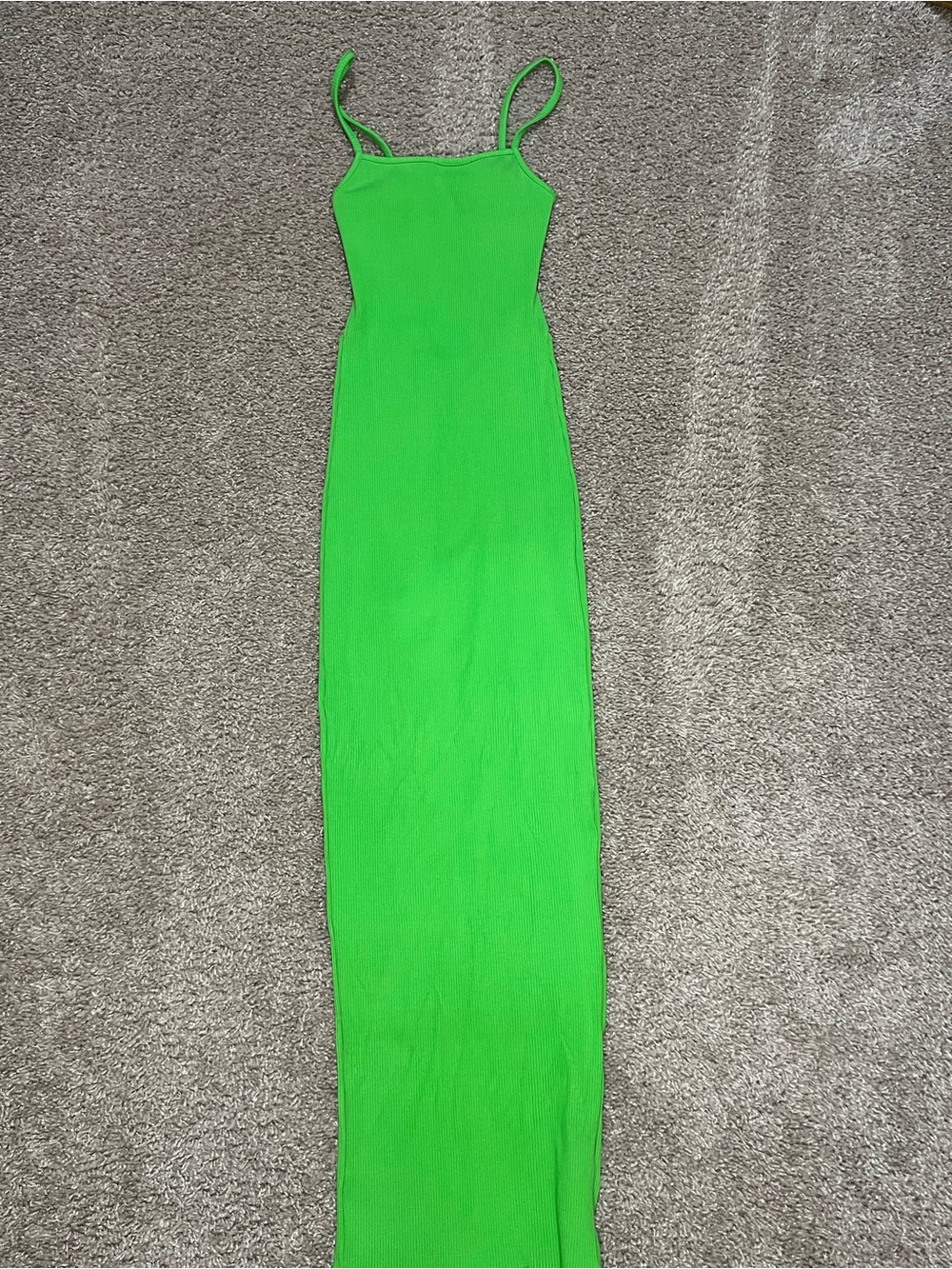 NWOT Snatched Neon Lime Green Maxi Dress - Picture 3 of 7